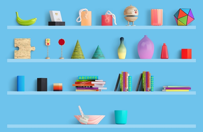 时尚元素装饰图案书本花瓶多巴胺素材