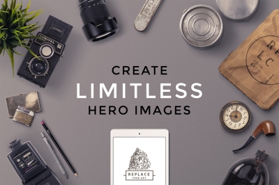 办公场景复古场景镜头卡片相机烟斗logo样机