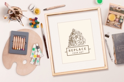 时尚场景相框画笔铅笔