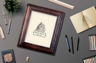 复古相框铅笔彩笔