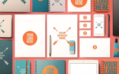 学习场景样机vi样机信纸记事本名片