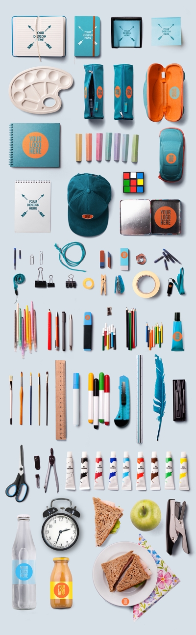 学习用品绘画用品魔方燕尾夹闹钟圆规时尚元素