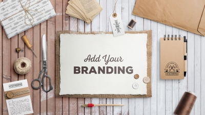 时尚场景配图时尚元素标签剪刀锥子记事本纽扣复古场景