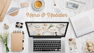 时尚场景配图笔记本电脑咖啡信封标签相框