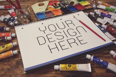 绘画场景样机油彩水彩画材画布样机绘画样机