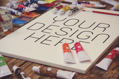 绘画场景样机油彩水彩画材画布样机绘画样机