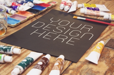 绘画场景样机油彩水彩画材画布样机绘画样机