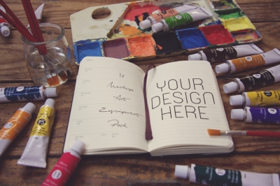 绘画场景样机油彩水彩画材画布样机绘画样机