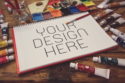 绘画场景样机油彩水彩画材画布样机绘画样机