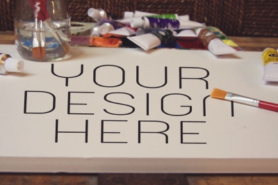 绘画场景样机油彩水彩画材画布样机绘画样机