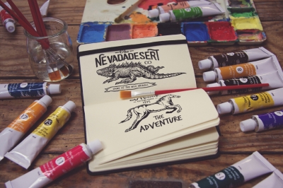 绘画场景绘画样机画笔画板油彩油画彩笔logo样机