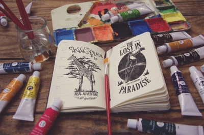 绘画场景绘画样机画笔画板油彩油画彩笔logo样机