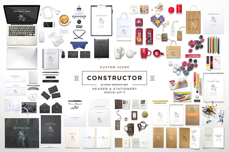 时尚元素笔记本耳机咖啡眼镜文件夹纸袋名片VI样机砝码铅笔摆件记事本标签免抠素材