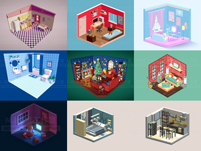 卡通3D房间obj格式素材