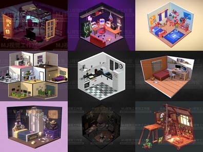 卡通3D房间obj格式素材