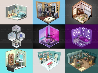 卡通3D房间obj格式素材