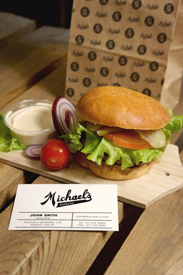 汉堡店快餐店咖啡店汉堡纸袋名片卡片