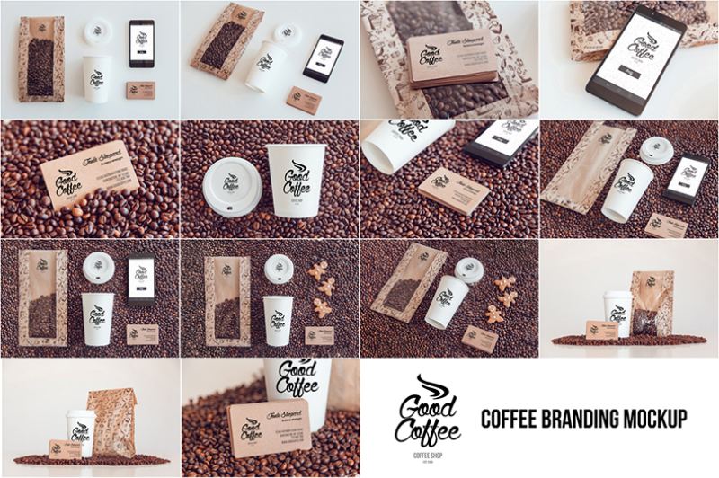 整套咖啡豆全套咖啡vi咖啡品牌logo展示咖啡杯名片卡片包装袋咖啡包装