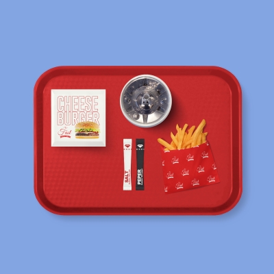 快餐托盘样机纸巾牙签薯条可乐