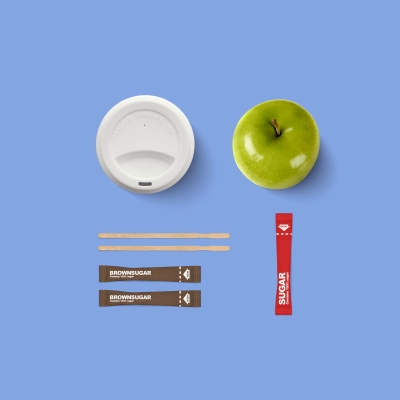 苹果咖啡杯搅拌棒牙签包装杯盖