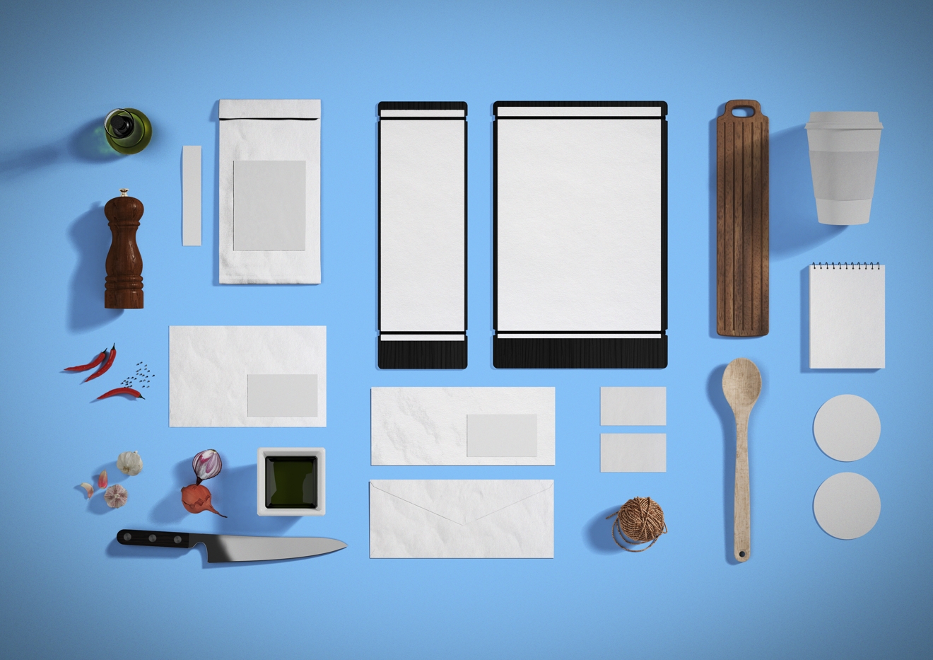 8套食材场景，菜单信封文件夹记事本咖啡杯  杯垫铅笔等