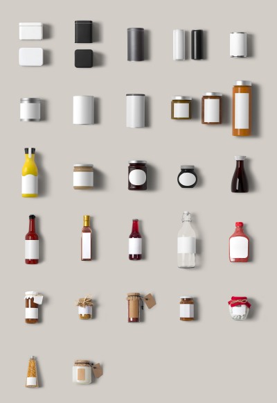 30款包装样机茶叶包装罐玻璃瓶酒瓶果酱瓶样机logo样机免抠素材