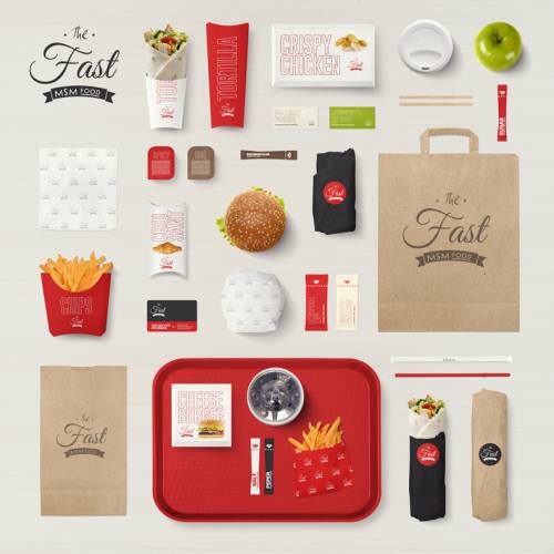 整套餐饮品牌VI样机快餐点汉堡店