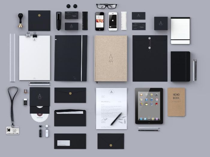 12套办公用品样机文件夹记事本笔记本电脑手机眼镜工作证燕尾夹铅笔优盘光盘