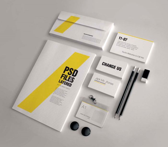 16套办公样机LOGO展示样机logo样机VI样机名片文件夹纸张工作证铅笔橡皮