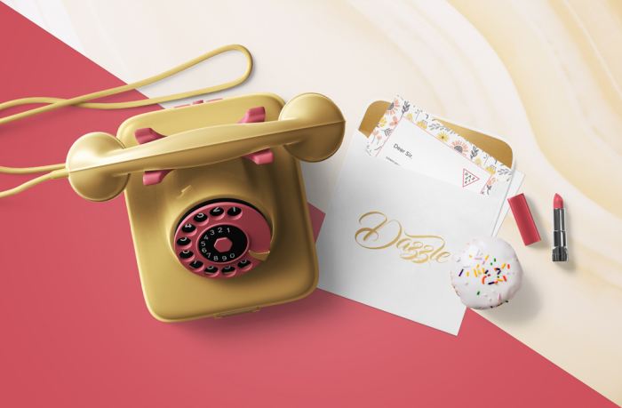 复古电话机时尚场景logo样机