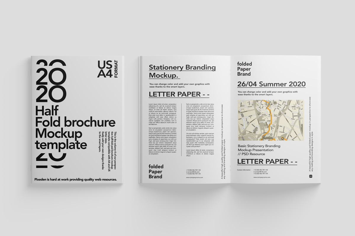 骑马订画册内页杂志封面平铺VI效果图展示样机PSD贴图设计素材