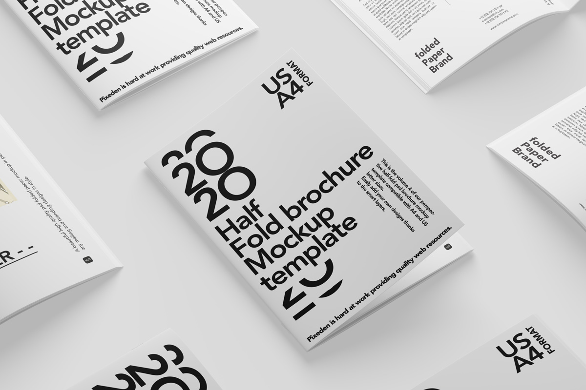 骑马订画册内页杂志封面平铺VI效果图展示样机PSD贴图设计素材