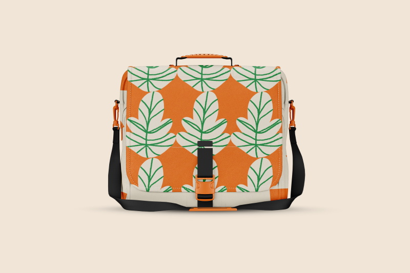 橙绿色文创样机毕设样机毕业设计背包挎包