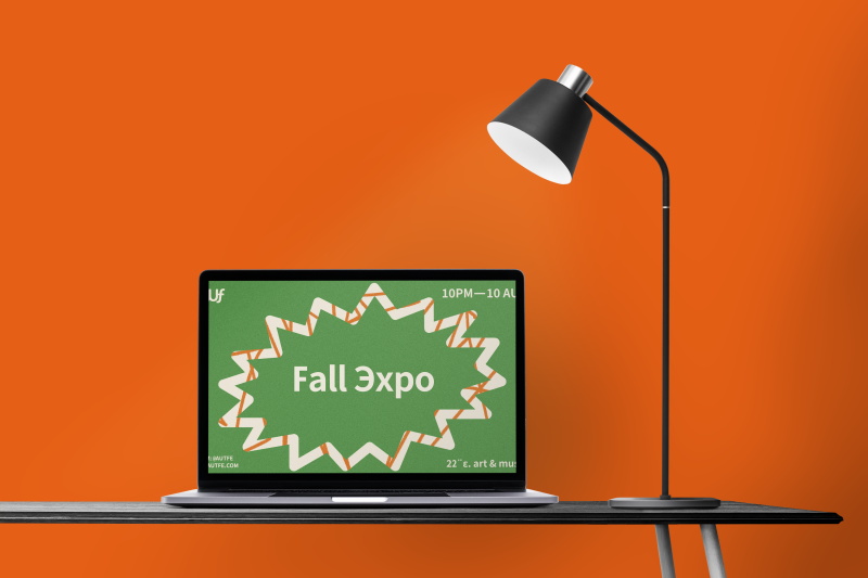 橙绿色文创样机毕设样机毕业设计电脑笔记本电脑台灯