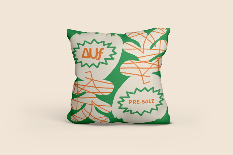 橙绿色文创样机毕设样机毕业设计靠枕抱枕