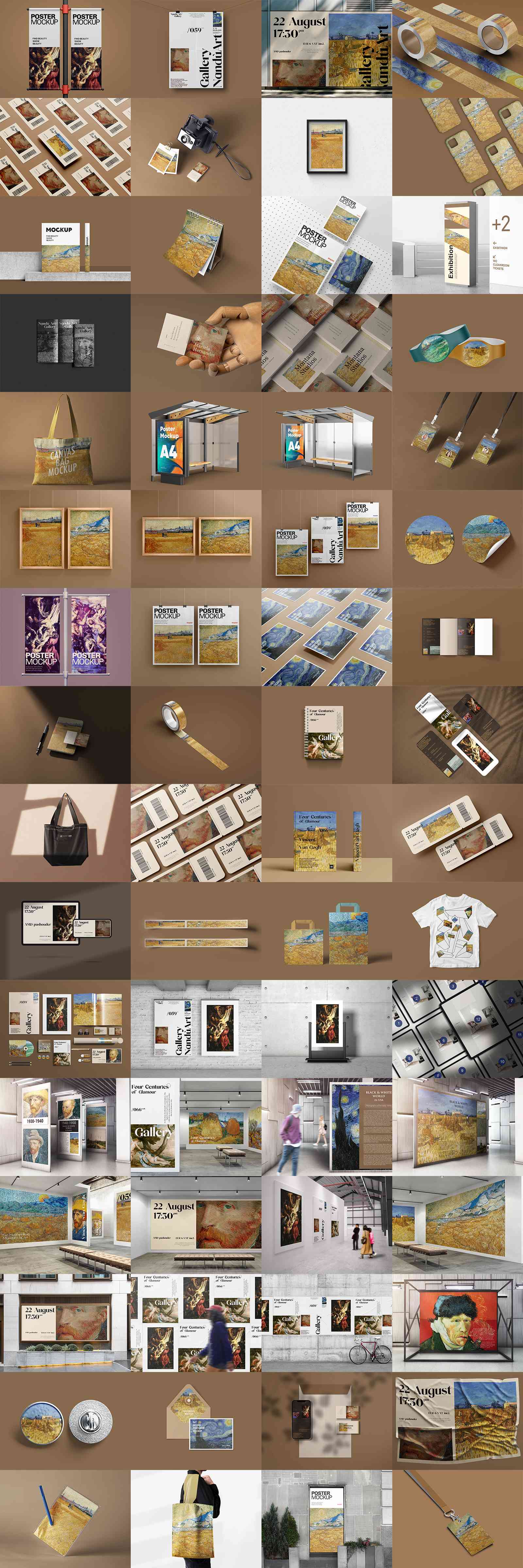 整套64个美术馆样机文创样机VI 样机毕设样机