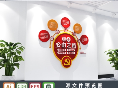 红色主题党政军队文化墙展板