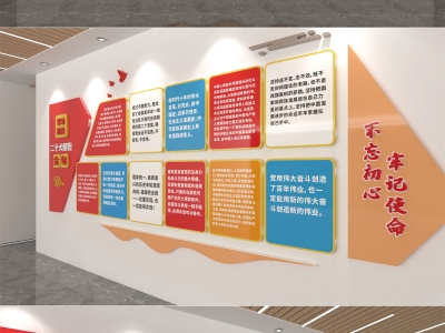 红色主题党政军队文化墙展板