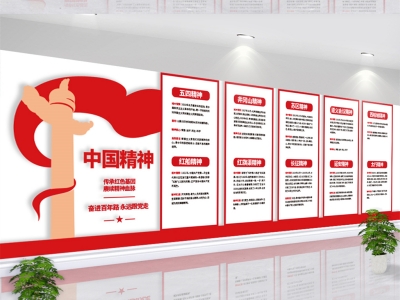 红色主题党政军队文化墙展板