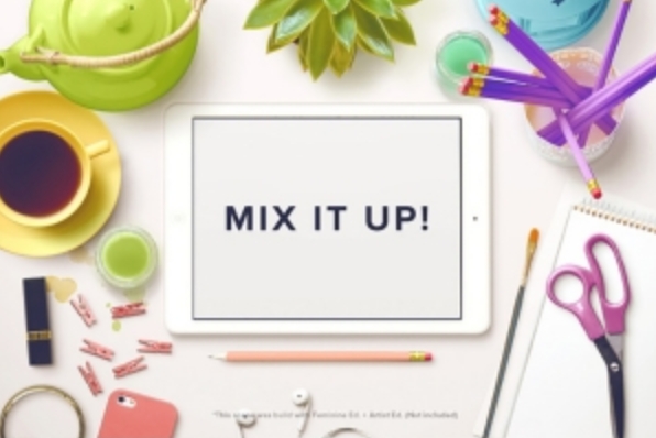 时尚场景配图logo样机剪刀茶壶平板电脑咖啡