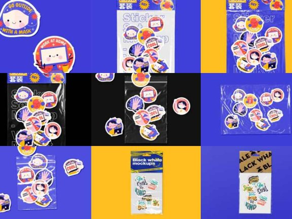 潮流贴纸样机素材可替换图案