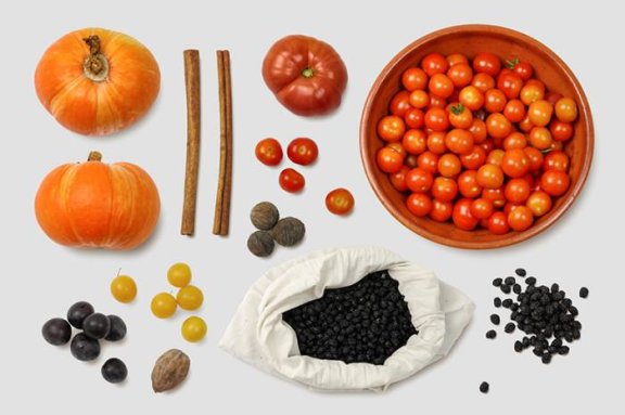 食材元素水果元素免抠素材小西红柿南瓜桂皮咖啡豆锚点创意分享