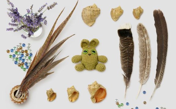 复古免抠素材玻璃弹珠羽毛贝壳羽毛笔