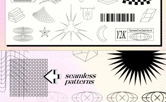 潮流几何素材复古酸性素材锚点创意分享